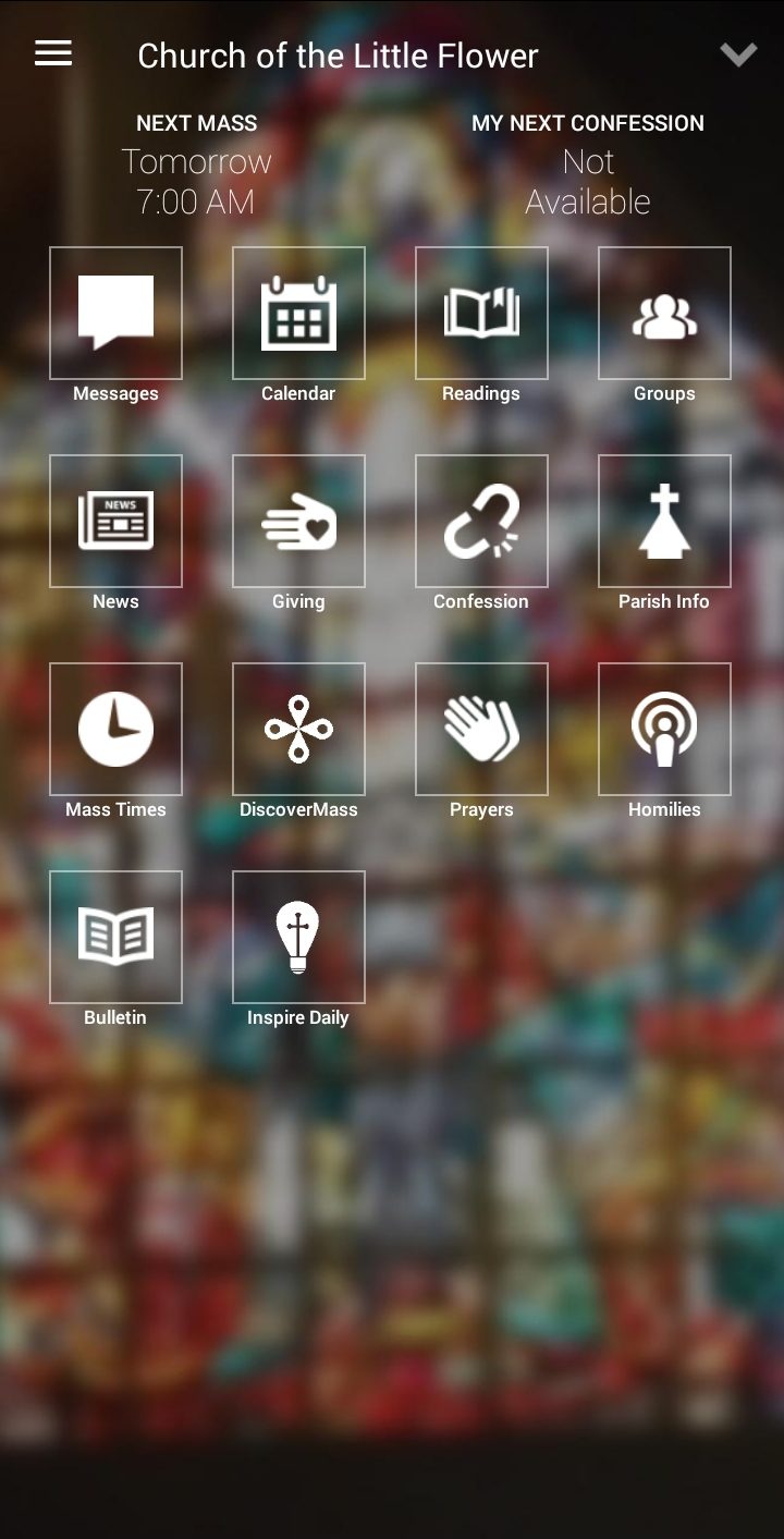 MyParish App Church Of The Little Flower   MyParish App Home Screen 